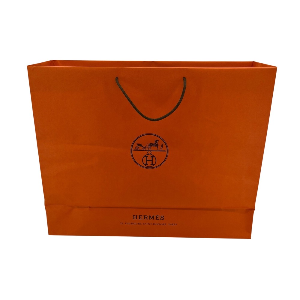 Hermes Shopping Bag Unisex Large Orange Paper Gift Bag 23x19x7 Logo Authentic